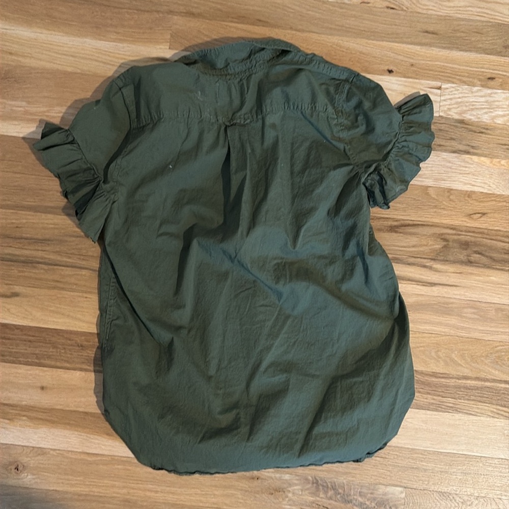 J. Crew Olive Green Ruffle Sleeve Blouse - Picture 5 of 5